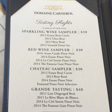 Domaine Carneros tasting menu