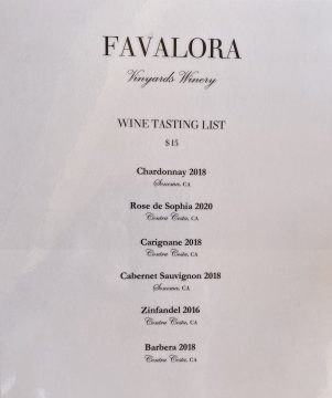 Favalora Wine Menu